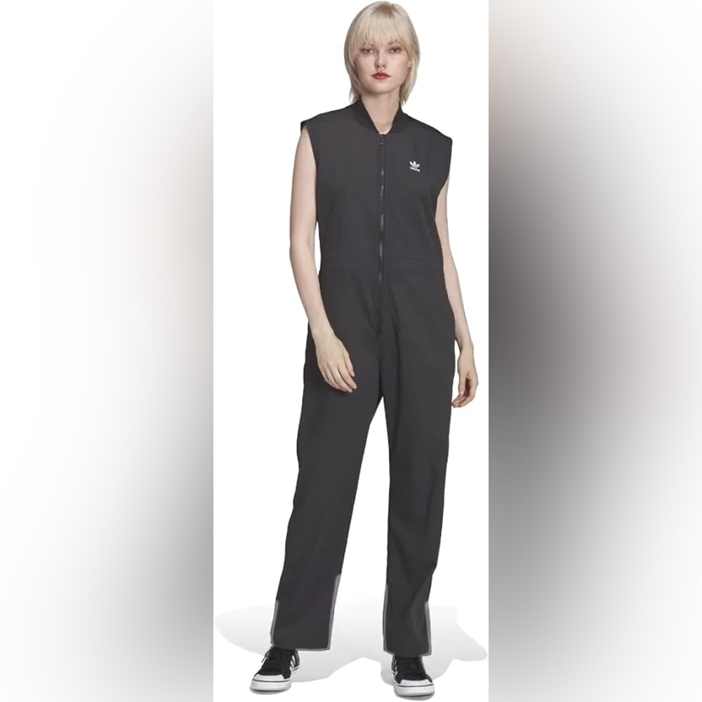 Adidas Black Zip-Up sleeveless jumpsuit with Logo - Picture 8 of 9